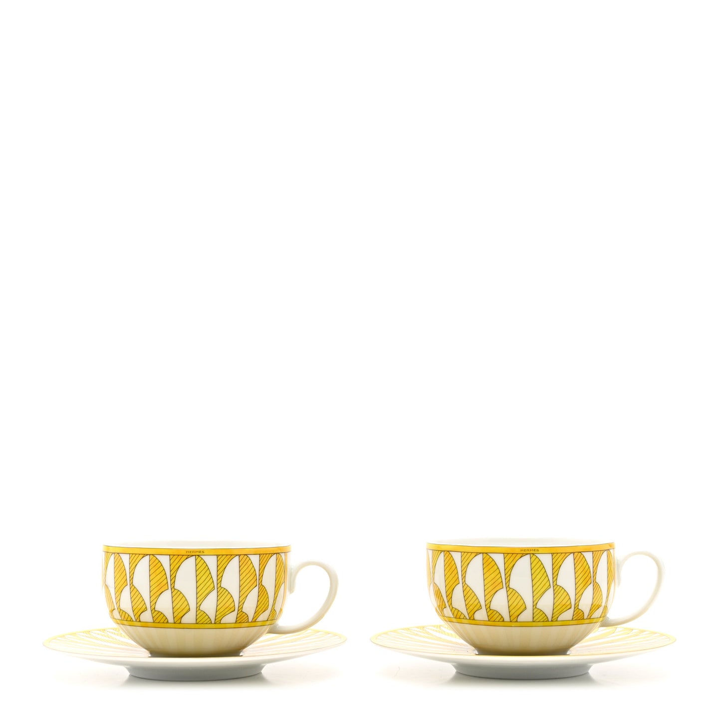 Porcelain Soleil d'Hermes Breakfast Cup And Saucer Set Of 2