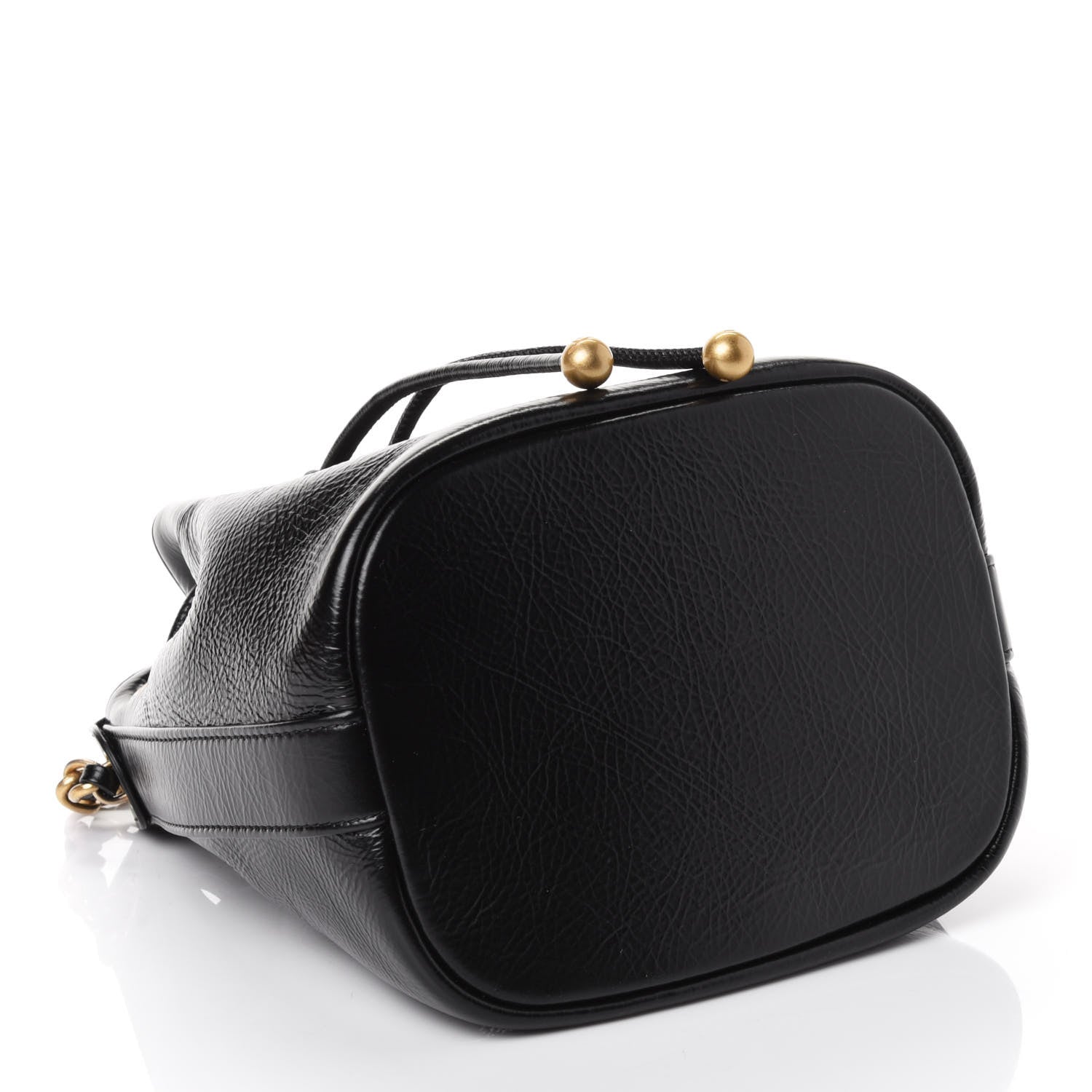Chanel Shiny Aged Calfskin CC Chain Mini Drawstring Bag Black 3 of 4