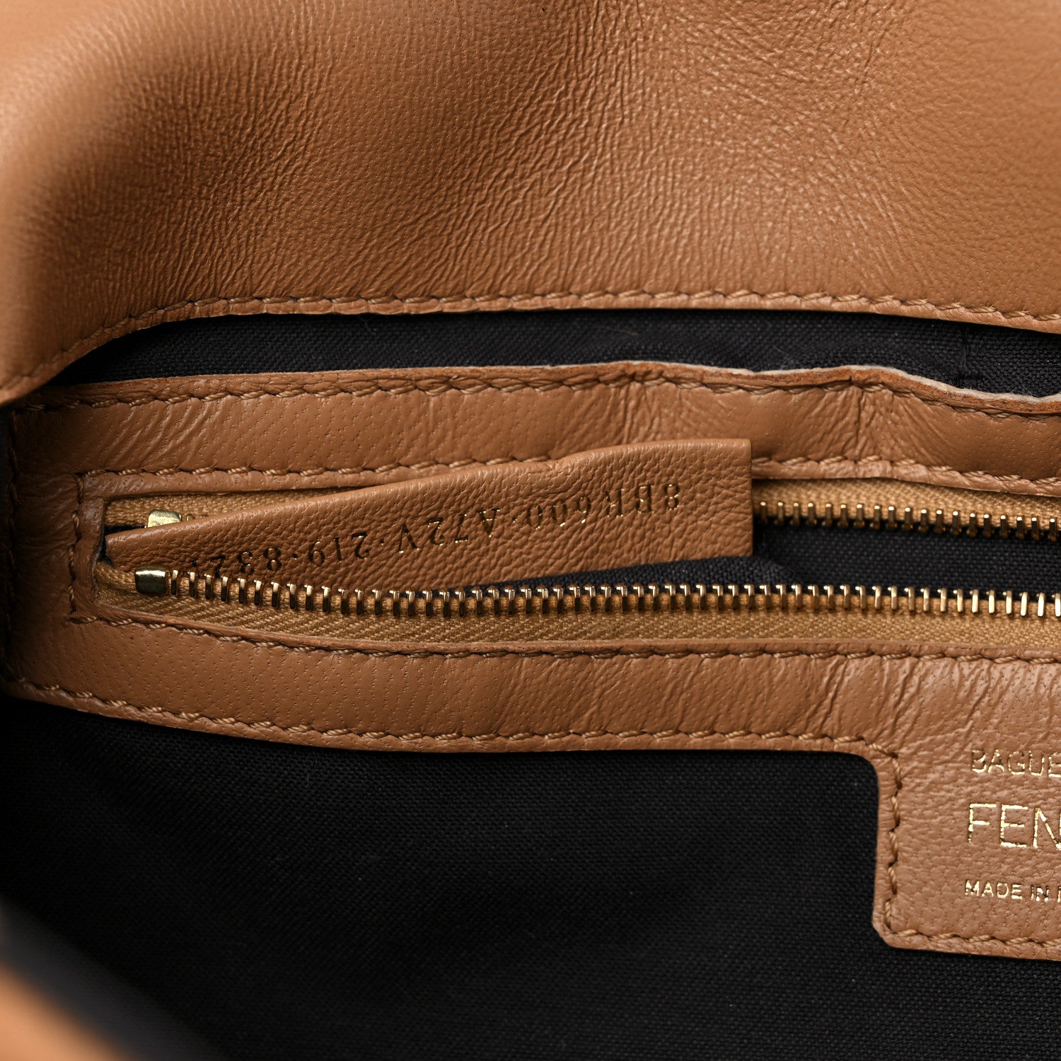 Fendi Nappa FF 1974 Embossed Baguette Miele Scuro 6 of 14