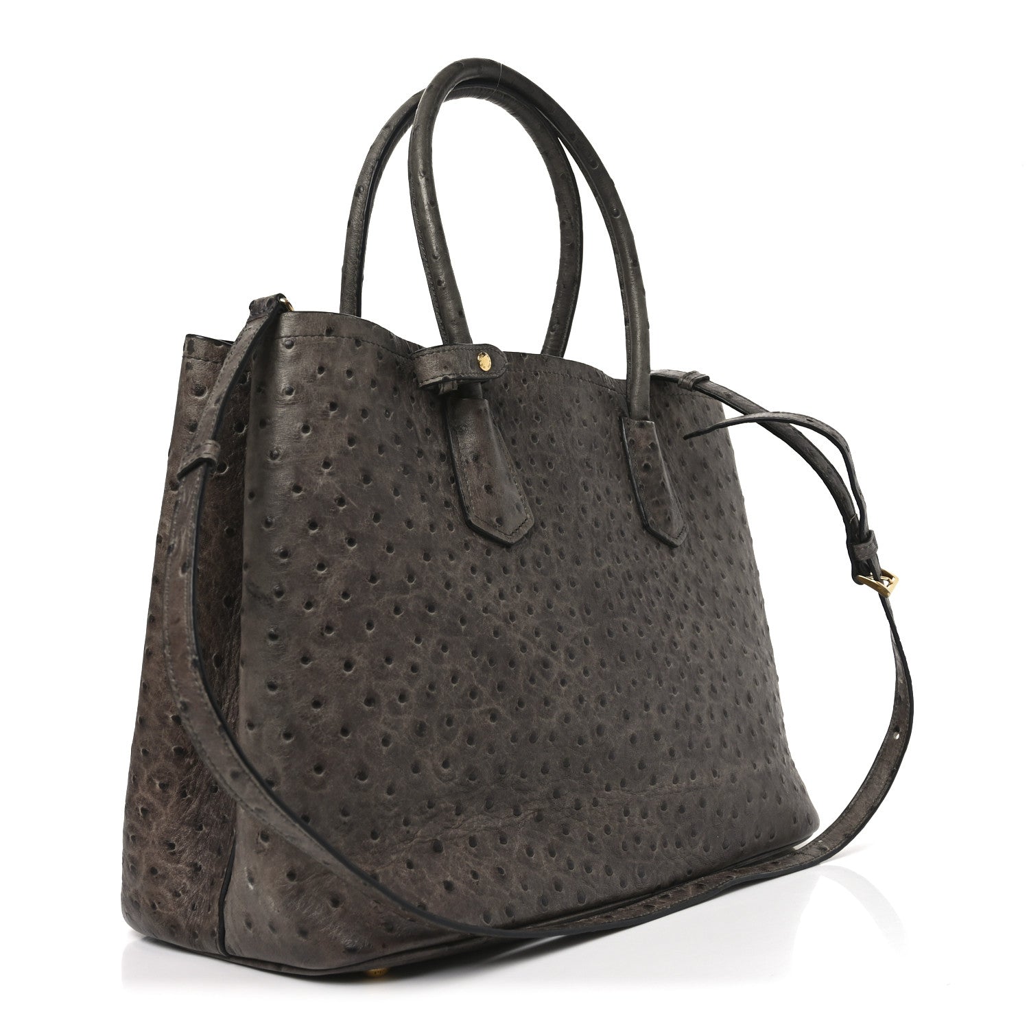 Prada Ostrich Double Bag Grey 3 of 9