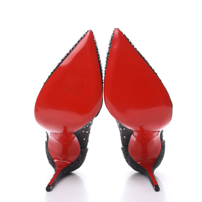 Christian Louboutin Rete Glitter Mini Specchio Strass Follies 100 Pumps 39 Black 5 of 10