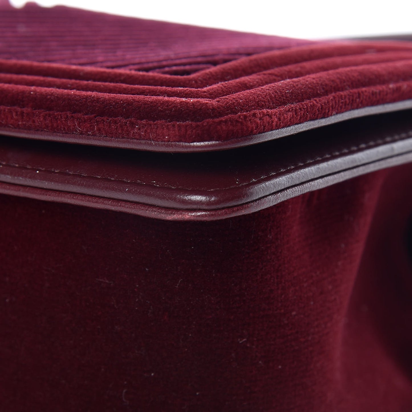 Velvet Chevron Quilted Medium Boy Flap Burgundy