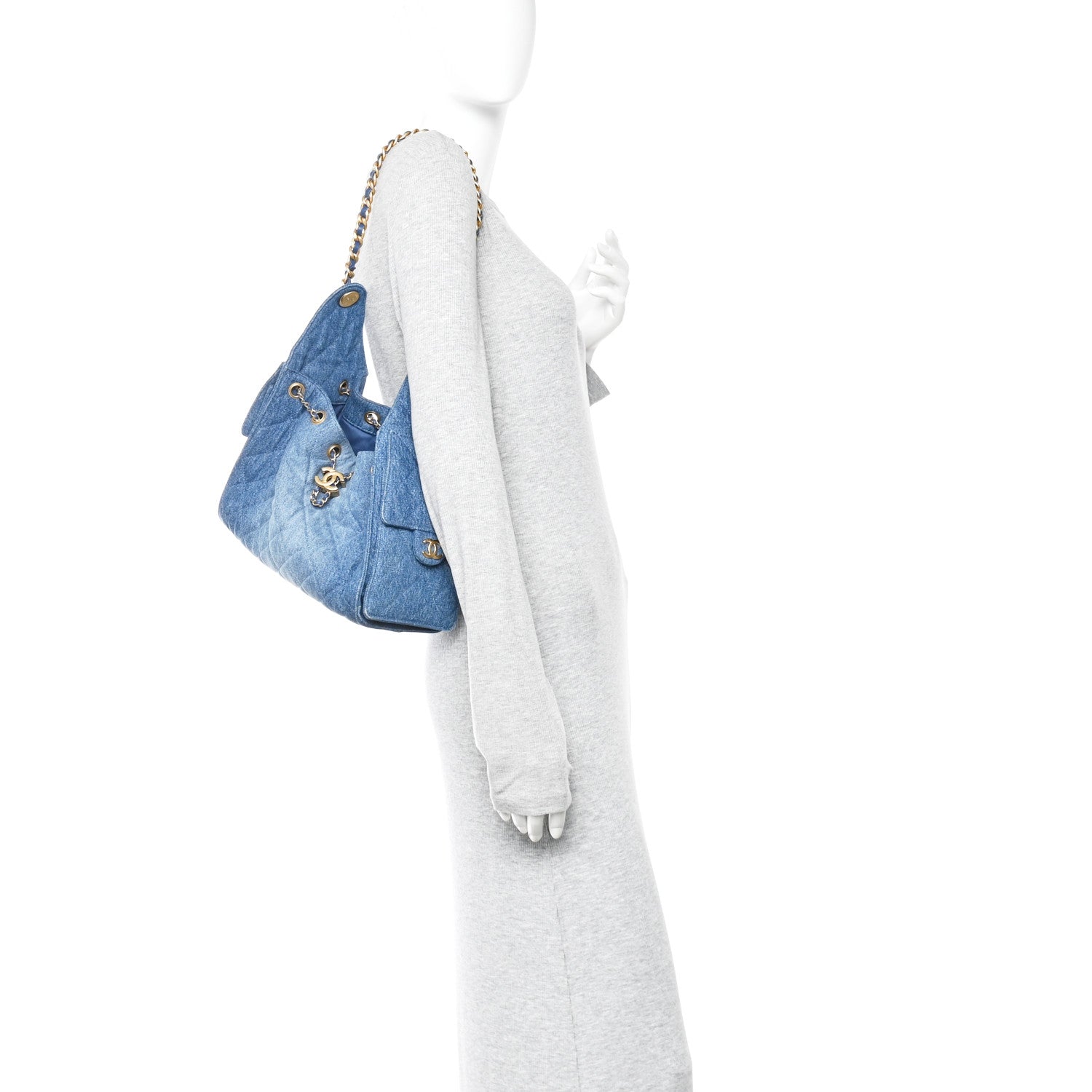 Chanel Washed Denim Quilted Small Chanel 25 Handbag Blue 2 of 12
