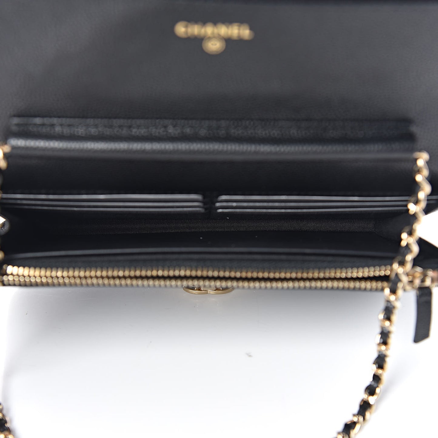 Caviar Quilted Golden Class Wallet On Chain WOC Black