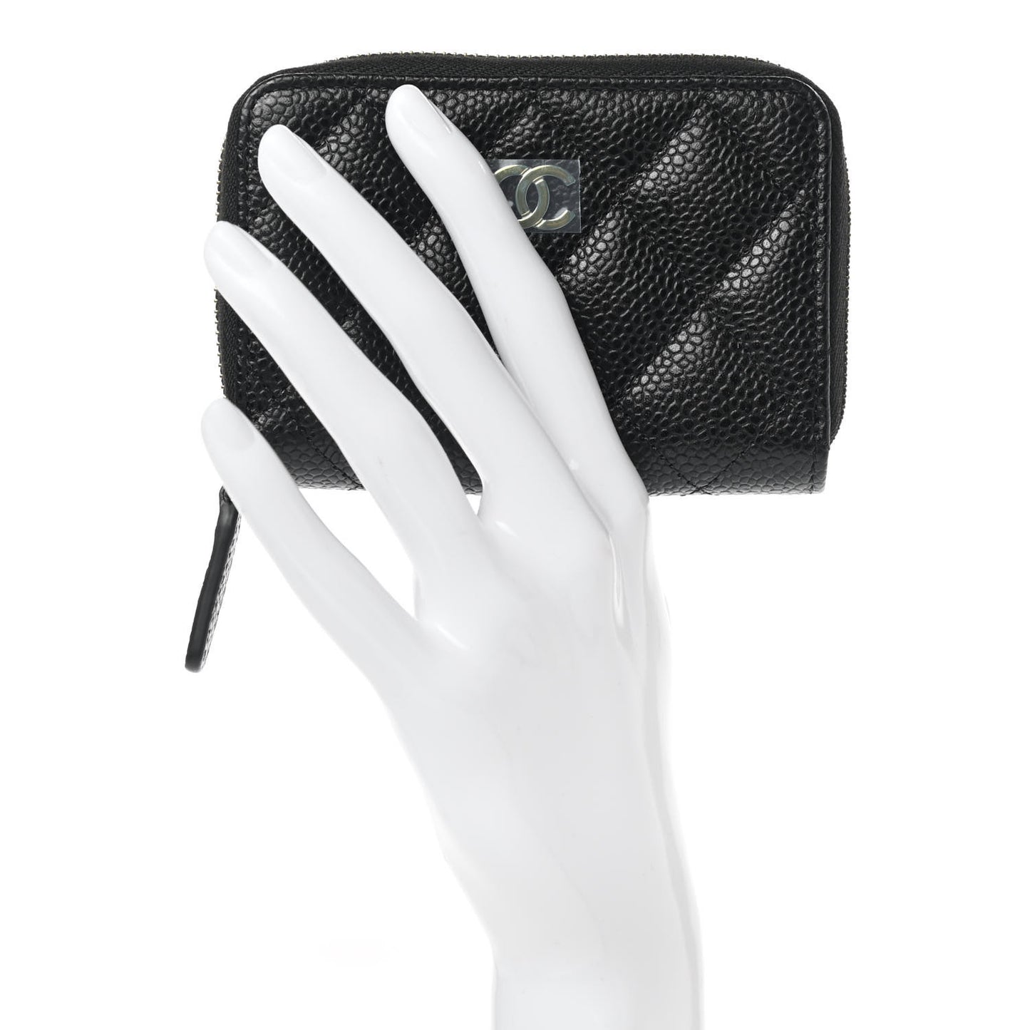 Caviar Quilted Zip Coin Purse Black