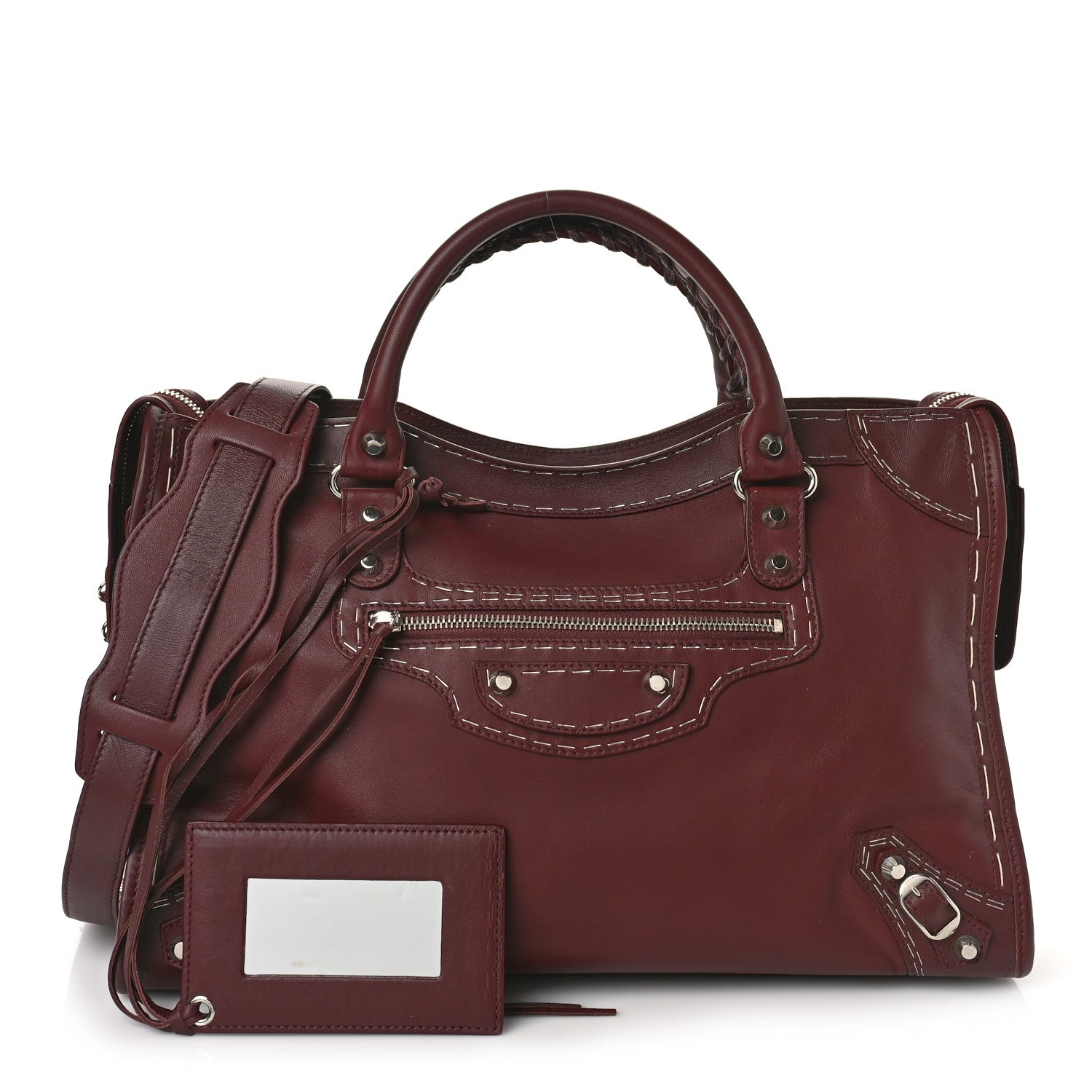 Balenciaga Calfskin Topstitch Classic Silver Hardware City Rouge Lie De Vin 1 of 8