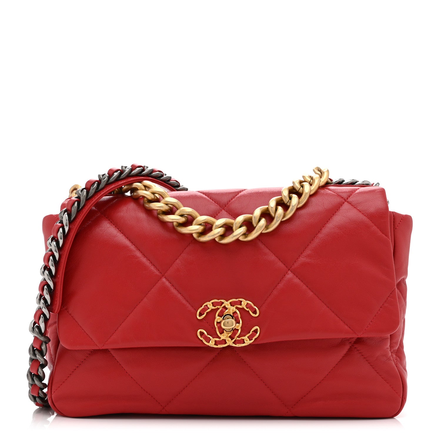 Chanel Goatskin Quilted Large Chanel 19 Flap Red 1 of 10