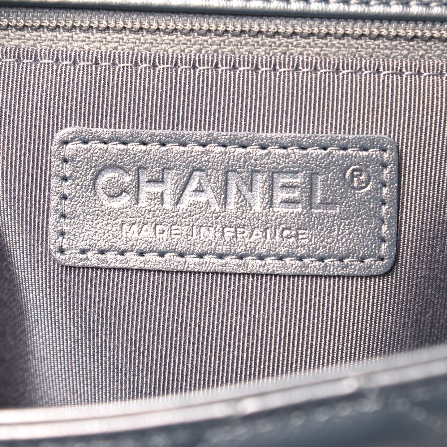 Metallic Lambskin Medium Chain All Over Flap Silver