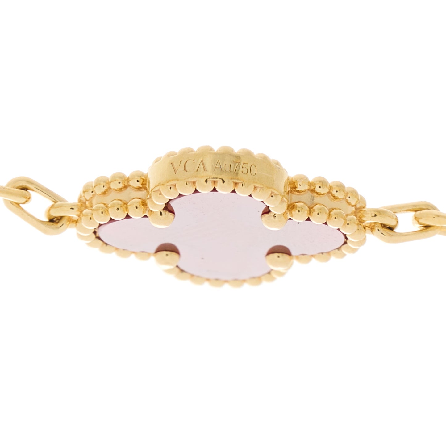 18K Yellow Gold Carnelian 5 Motifs Vintage Alhambra Bracelet
