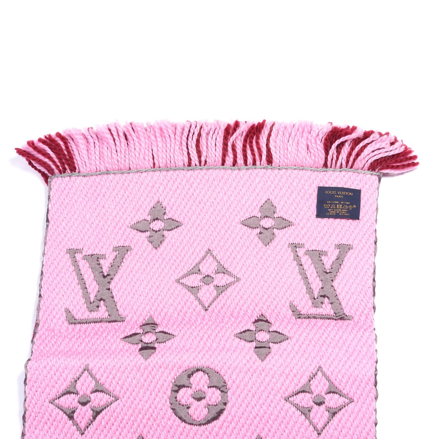 Louis Vuitton Wool Silk Logomania Duo Scarf Wine 3 of 3