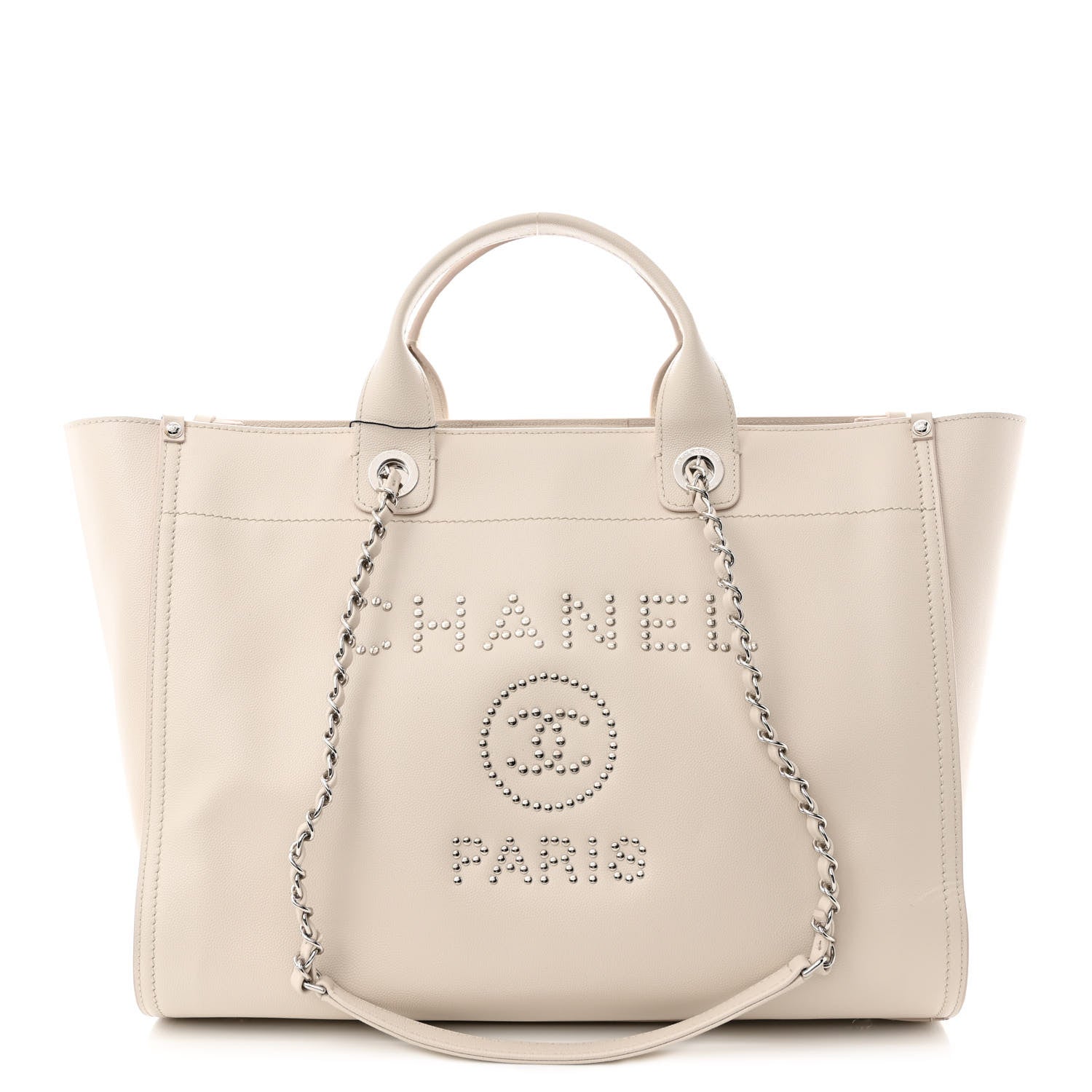 Chanel Caviar Medium Studded Deauville Tote Ivory 1 of 11