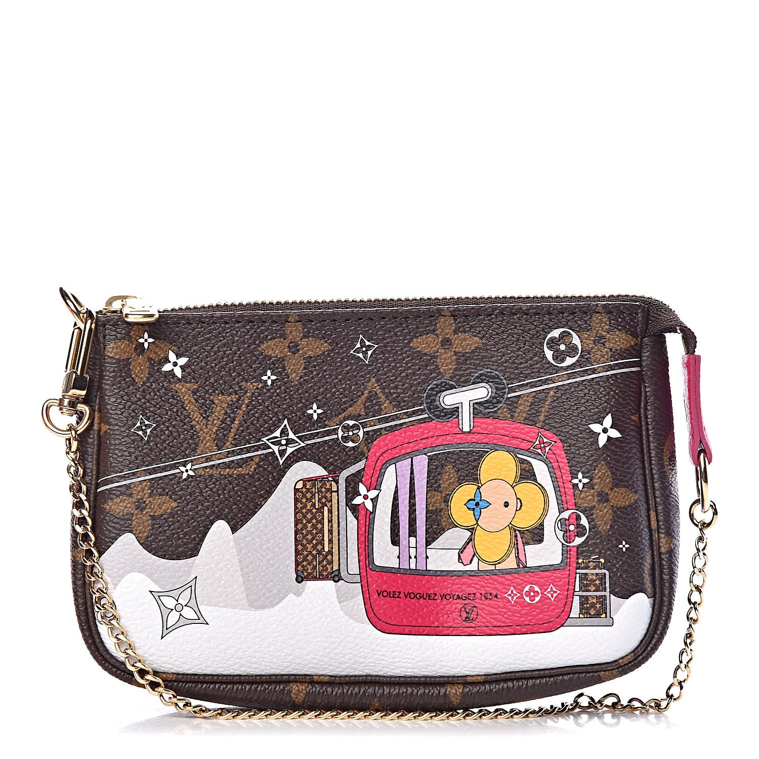 Louis Vuitton Monogram 2019 Christmas Animation Mini Courchevel Pochette Accessories Fuchsia 1 of 8