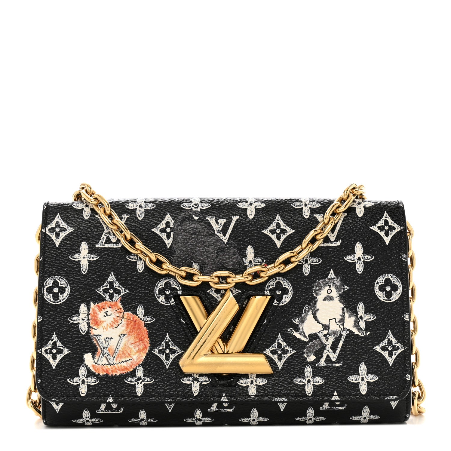 Louis Vuitton Catogram Twist Chain Wallet Black 1 of 11
