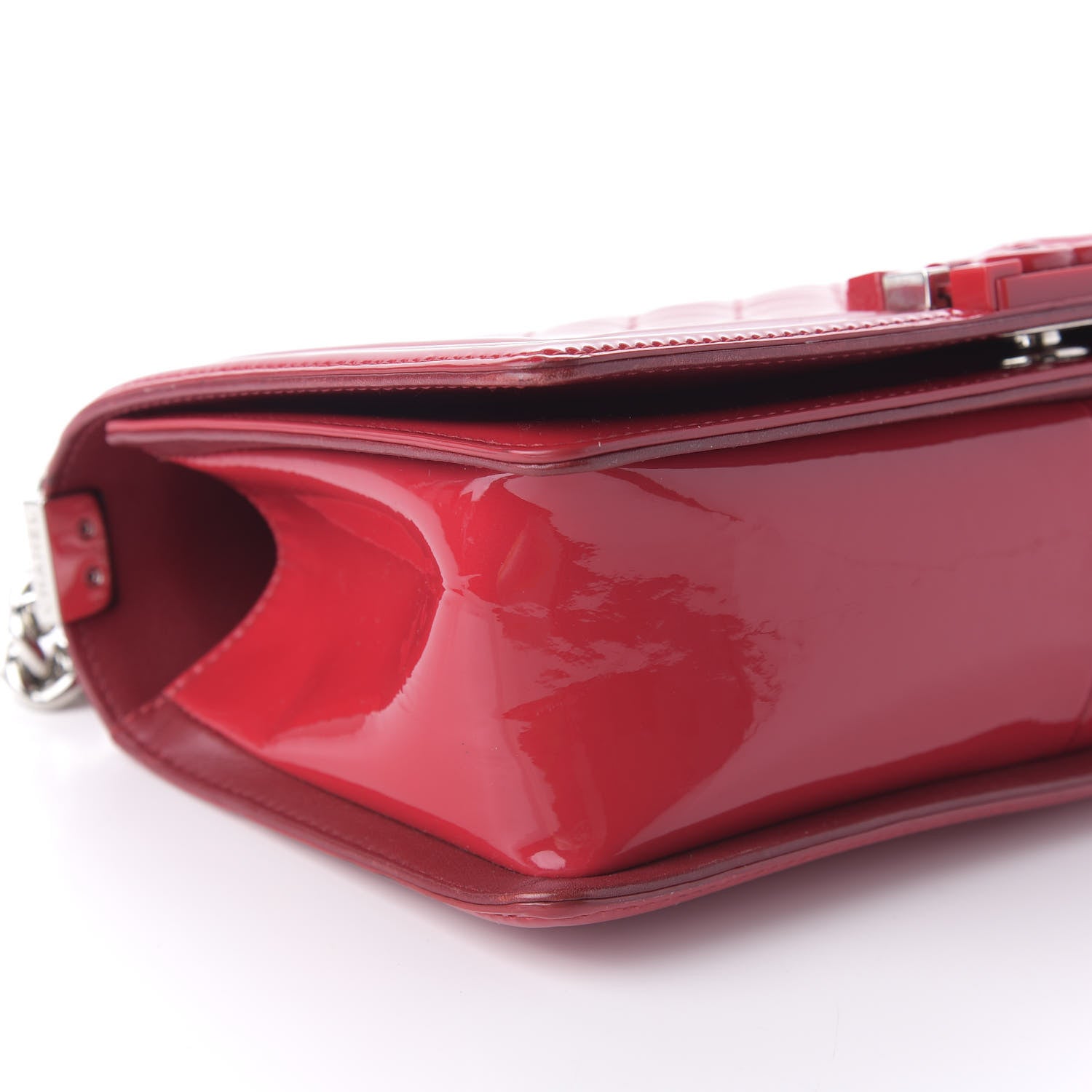 Chanel Patent Calfskin Quilted Medium Plexiglass Boy Flap Red 7 of 14