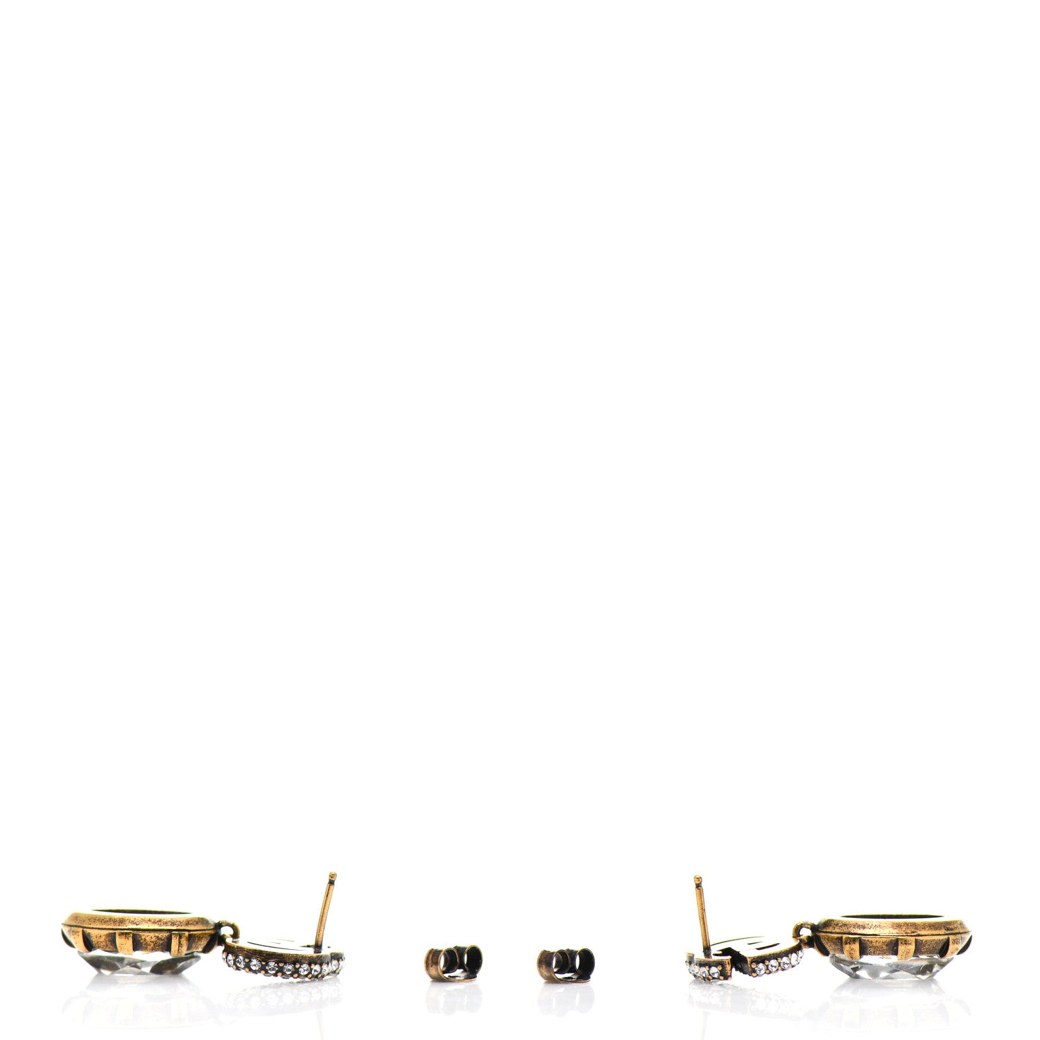 Gucci Crystal Double G Earrings Aged Gold 3 of 4