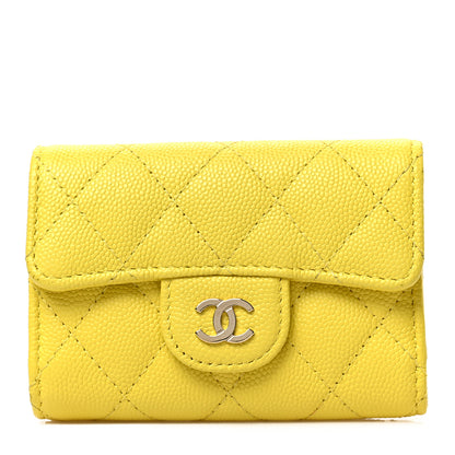 Chanel Caviar Quilted Classic 4 Key Holder Wallet Yellow 1 of 8