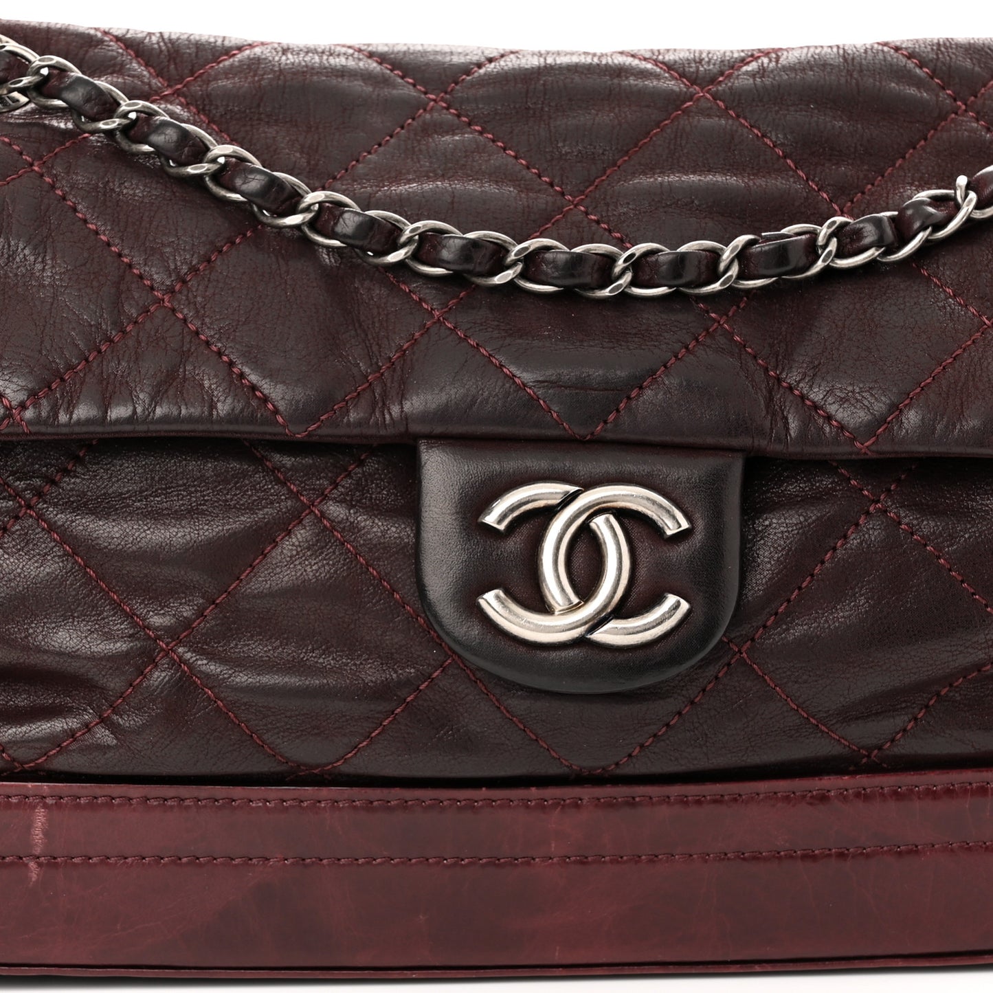 Iridescent Calfskin Quilted VIP Flap Bordeaux