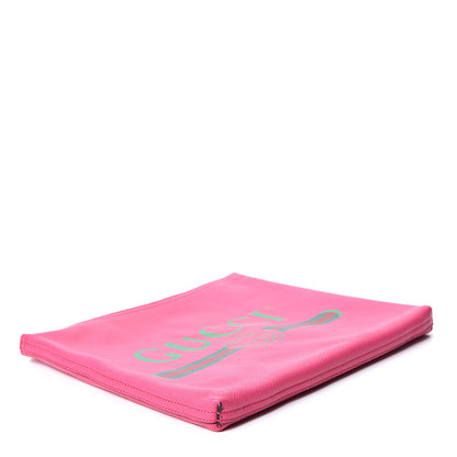 Gucci Pebbled Calfskin Medium Logo Portfolio Clutch Box Pink Green 3 of 8