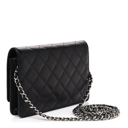 Chanel Calfskin Quilted Cambon Wallet on Chain WOC Black Silver 3 of 11