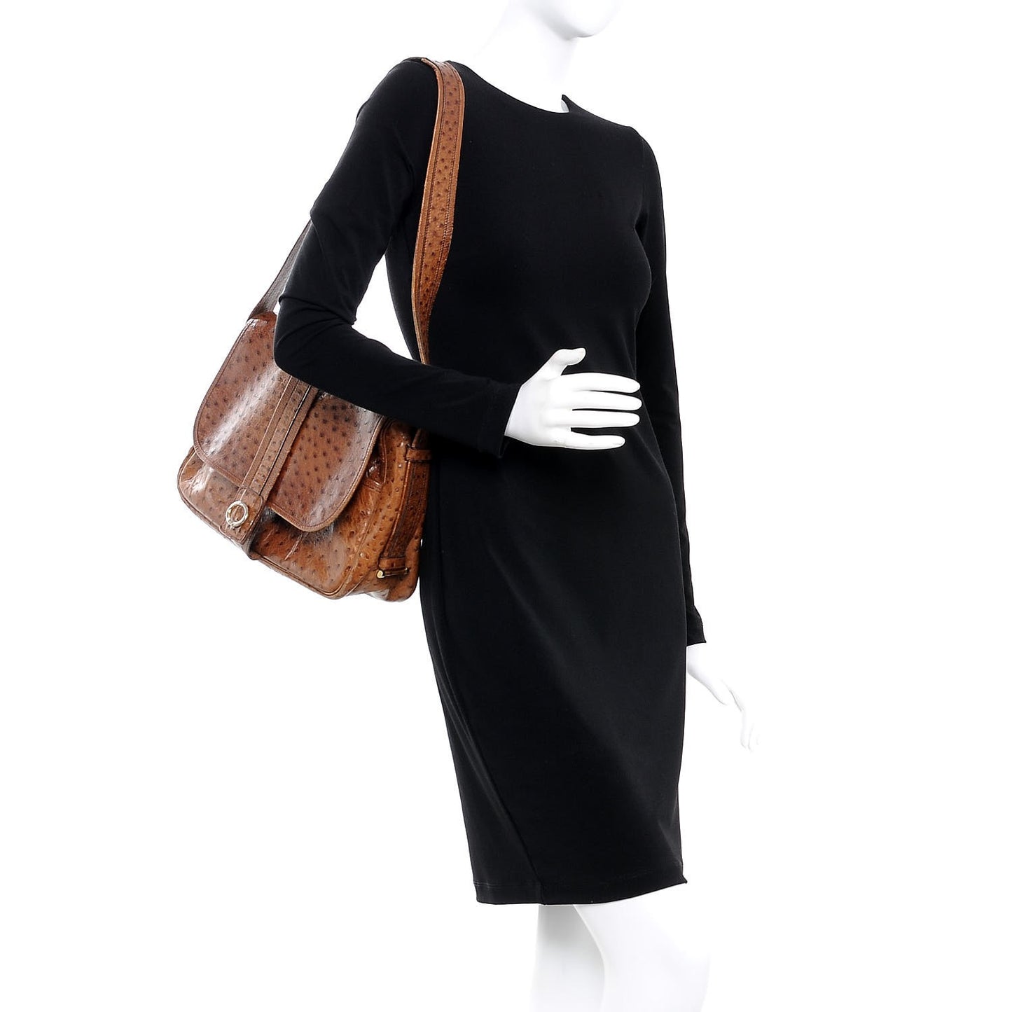 Ostrich Noumea Flap Bag Gold