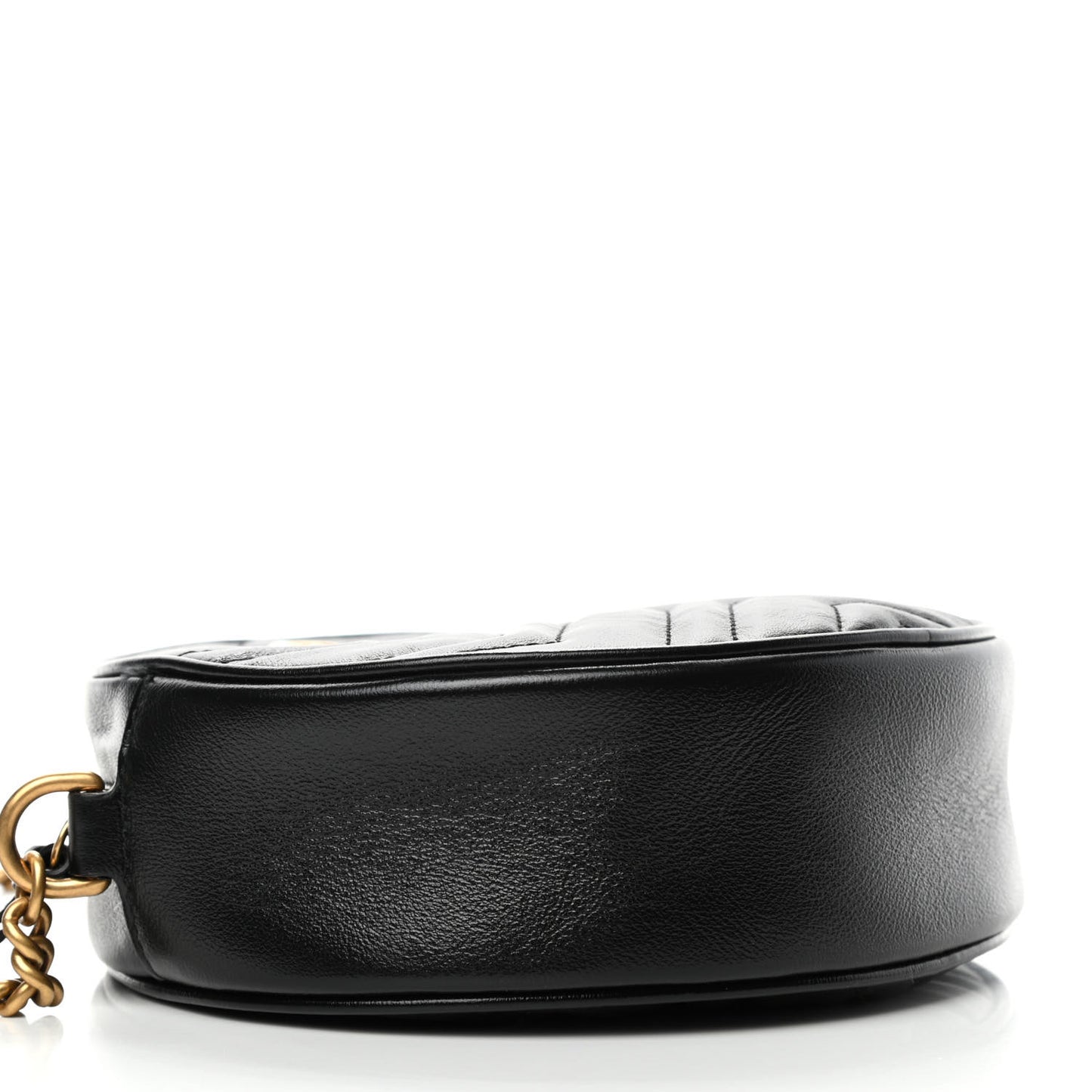 Azalea Calfskin Matelasse Heart Mini GG Marmont Round Shoulder Bag Black