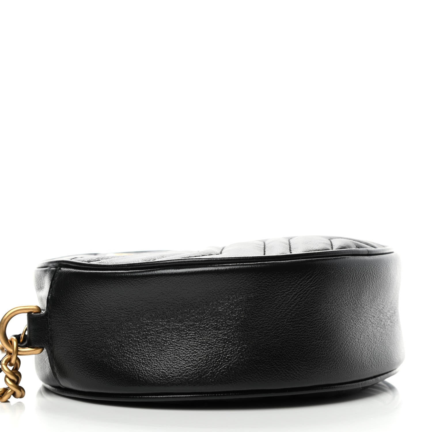 Gucci Azalea Calfskin Matelasse Heart Mini GG Marmont Round Shoulder Bag Black 3 of 4
