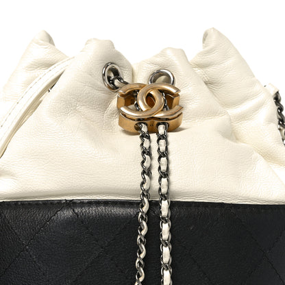 Chanel Aged Calfskin Quilted Small Gabrielle Bucket White Black 8 of 10