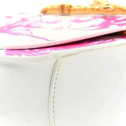 Versace Vitello Barocco Tie Dye Printed Virtus Top Handle Shoulder Bag Pink White 11 of 15