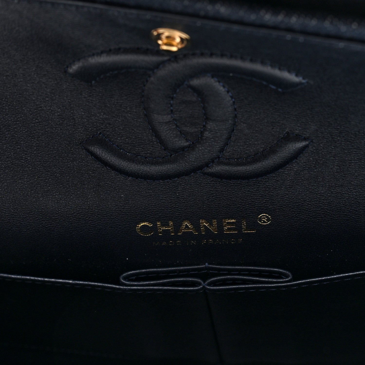 Chanel Denim Quilted Small Double Flap Dark Blue Orange 6 of 10