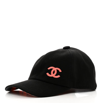 Chanel Cotton CC Cap Hat Black Coral 3 of 8