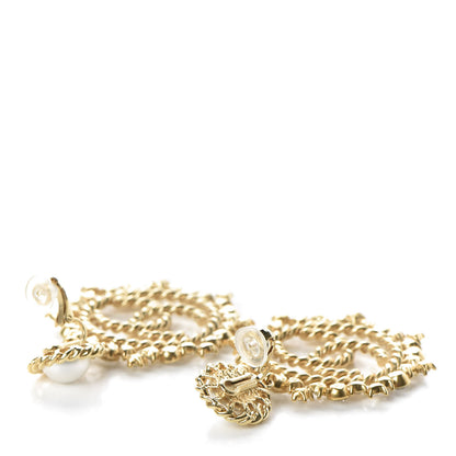 Chanel Pearl Crystal CC-Casino Clip On Earrings Gold 3 of 4