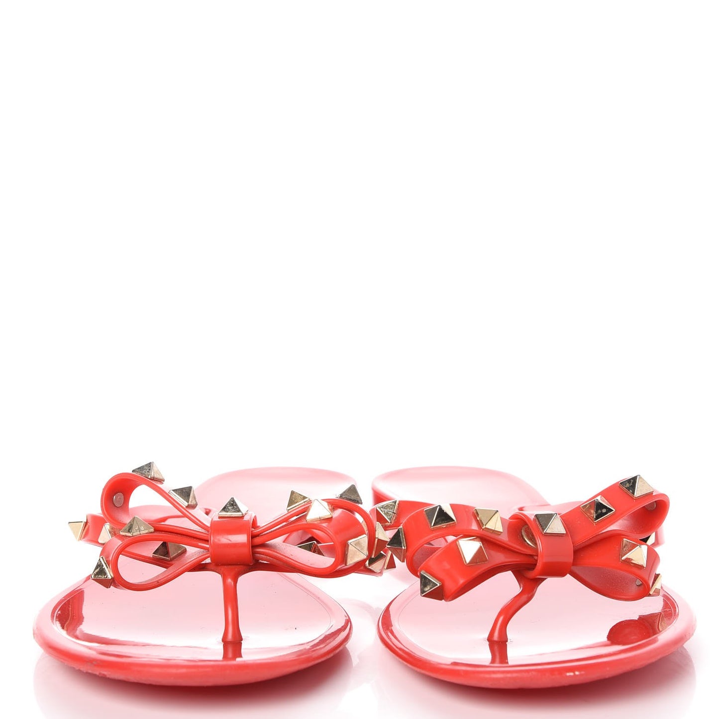 PVC Jelly Rockstud Bow Thong Sandals 41 Rosso Valentino
