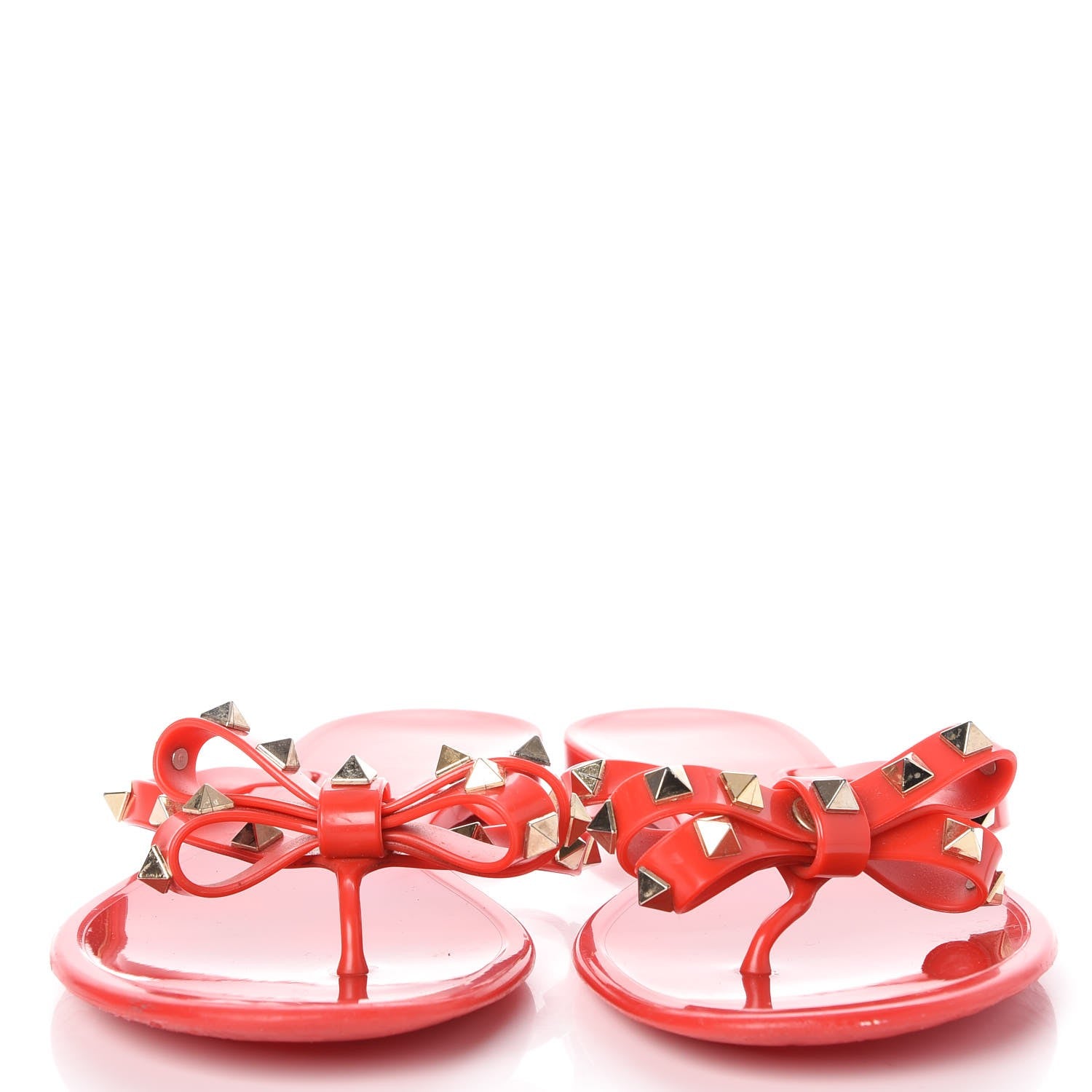 Valentino Garavani PVC Jelly Rockstud Bow Thong Sandals 41 Rosso Valentino 2 of 10