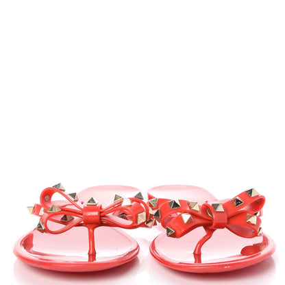 Valentino Garavani PVC Jelly Rockstud Bow Thong Sandals 41 Rosso Valentino 2 of 10