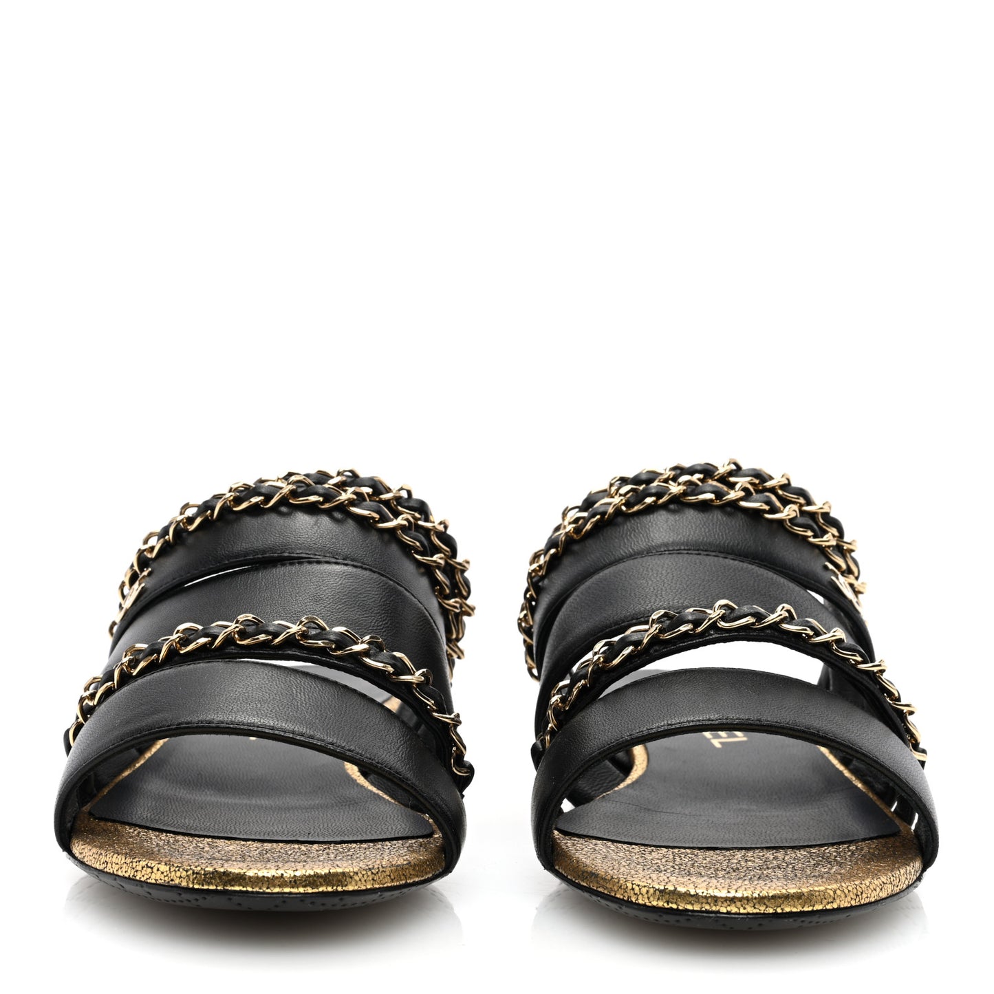 Lambskin Chain Mule Sandals 36.5 Black