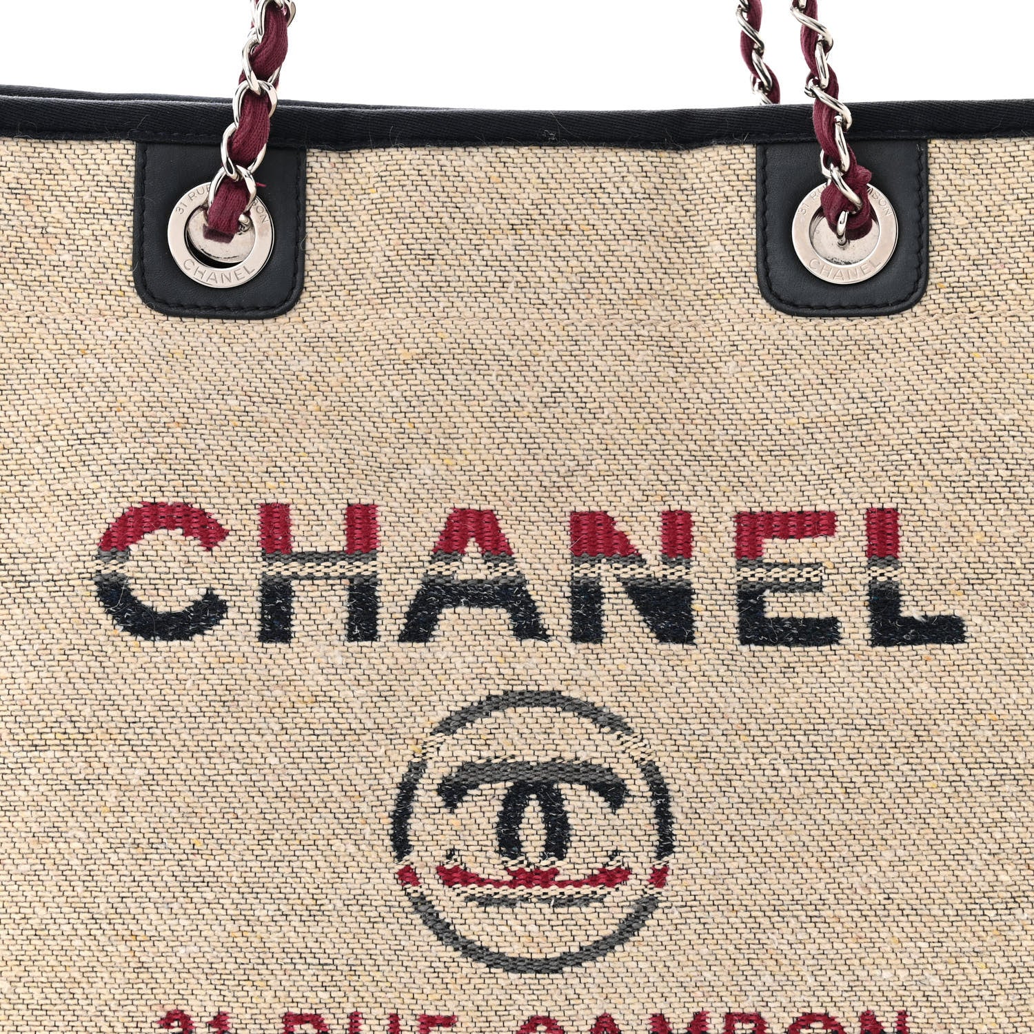 Chanel Striped Canvas Small Deauville Tote Beige 8 of 10