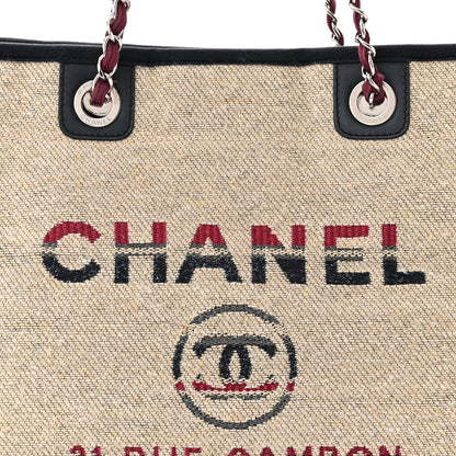 Chanel Striped Canvas Small Deauville Tote Beige 8 of 10