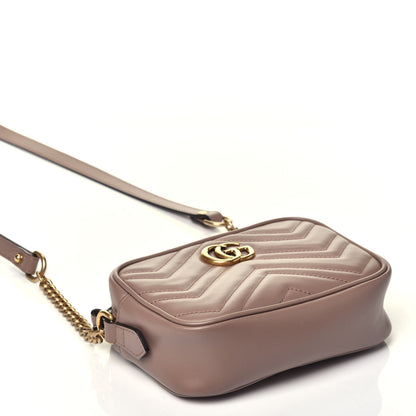 Gucci Calfskin Matelasse Mini GG Marmont Chain Shoulder Bag Porcelain Rose 4 of 9