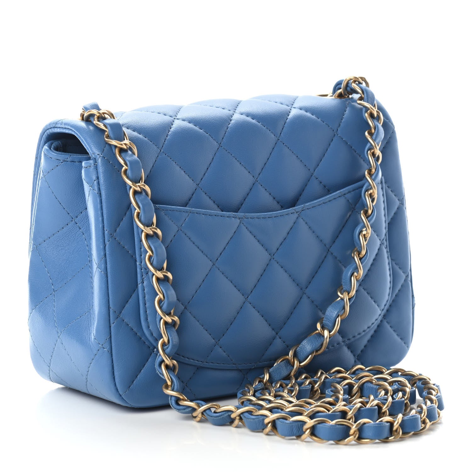 Chanel Lambskin Quilted Mini Square Flap Blue 3 of 9