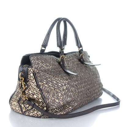 Bottega Veneta Snakeskin Burnished Intrecciato Bisanzio Tote 3 of 9