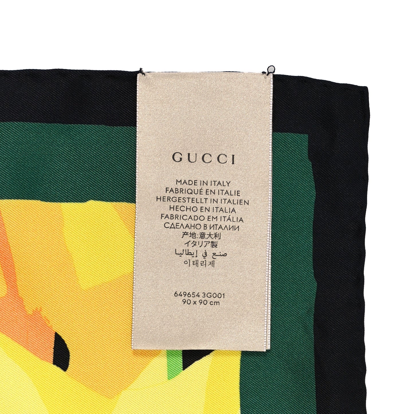 Silk Twill Jaqueline Square Scarf Black Yellow