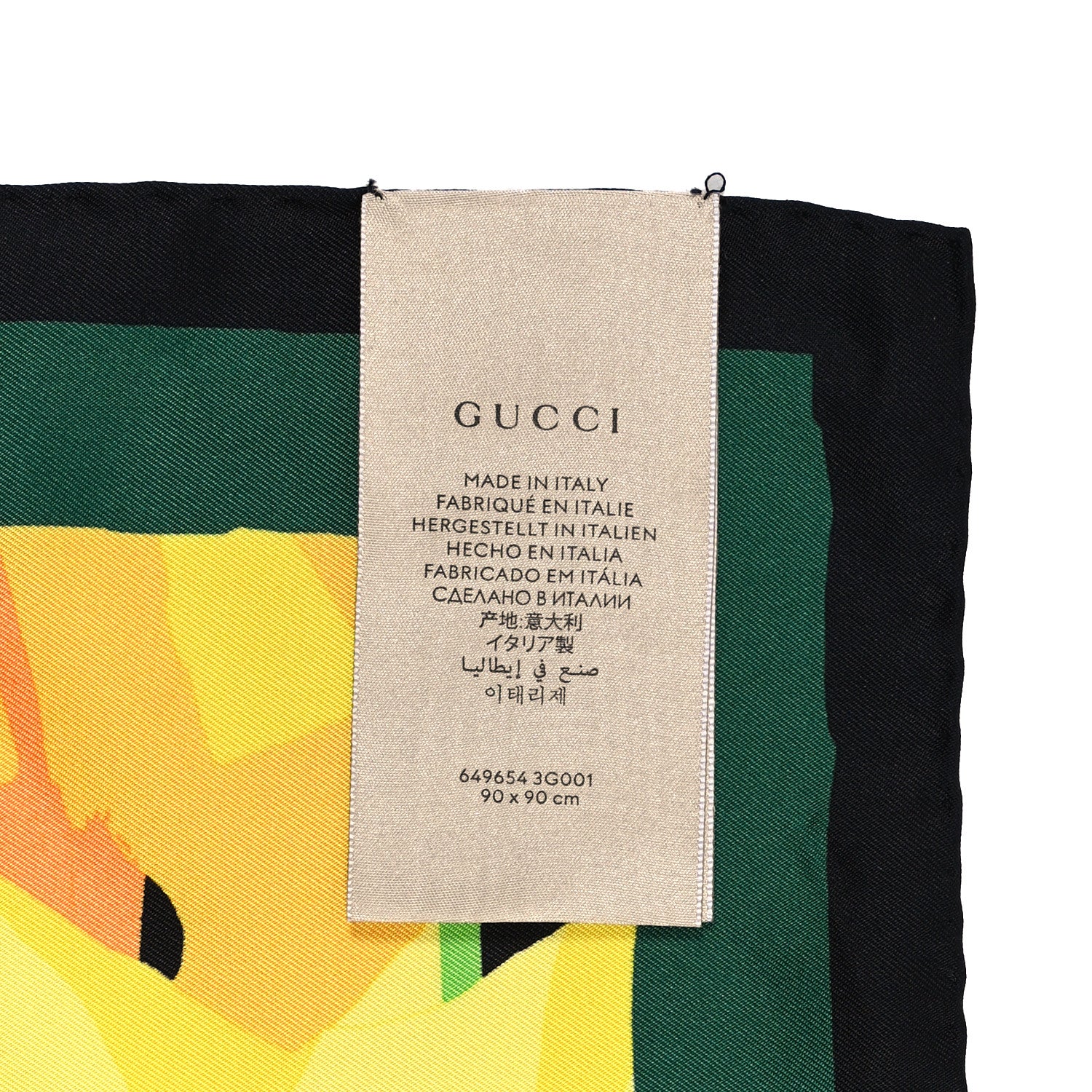 Gucci Silk Twill Jaqueline Square Scarf Black Yellow 3 of 4