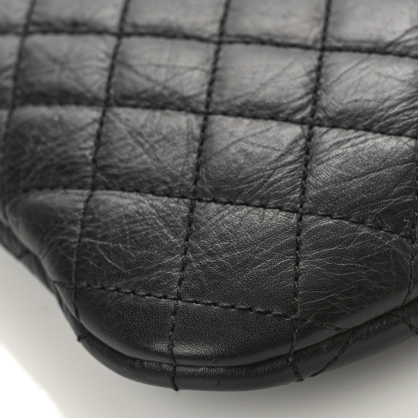 Aged Calfskin Quilted Crossbody Bag Black