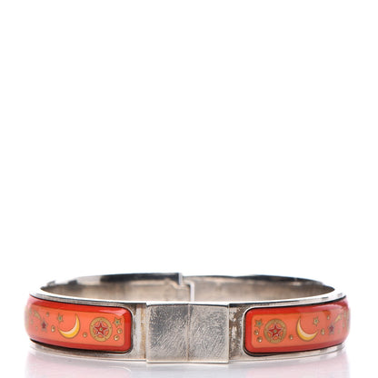 Hermes Enamel Narrow Clic Clac Star Moon Bracelet PM Orange 1 of 7