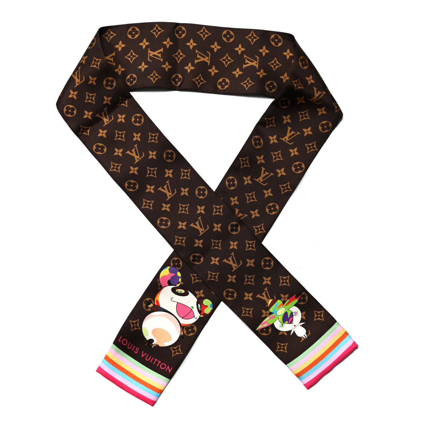 Louis Vuitton LV X TM Silk Monogram Superflat Character Bandeau Brown 1 of 3