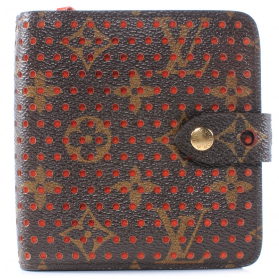 Monogram Perforated Compact Zipped Wallet Orange