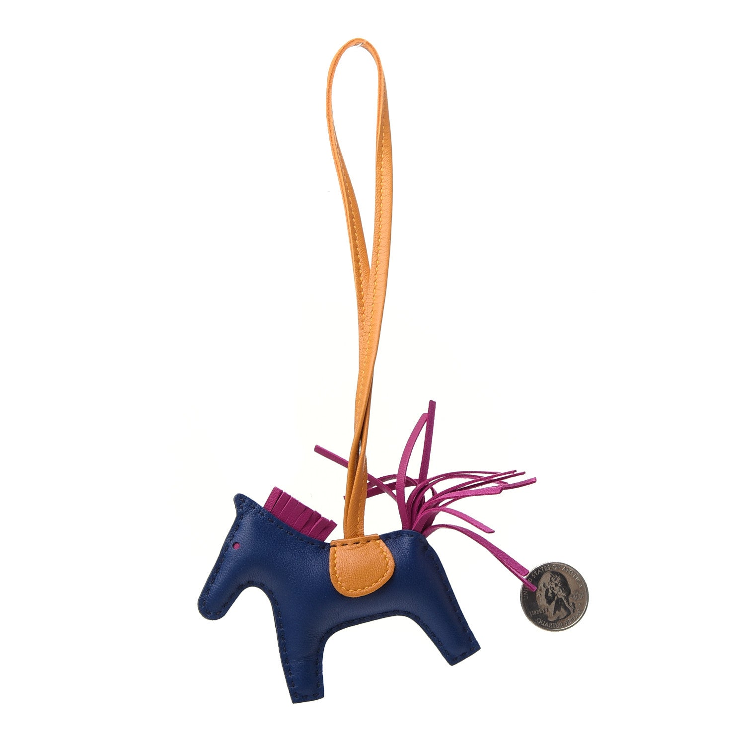 Hermes Milo Lambskin Grigri Rodeo Horse Bag Charm PM Bleu Saphir Rose Pourpre Bouton D'Or 2 of 4