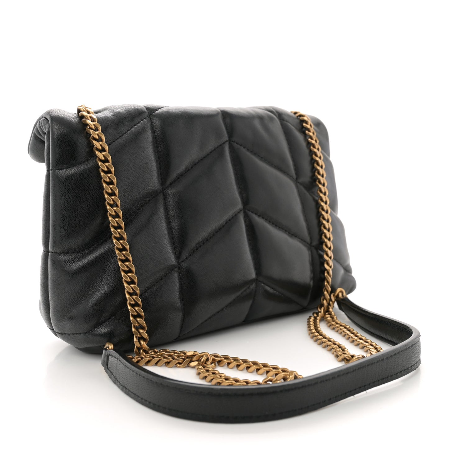 Lambskin Quilted Toy Loulou Puffer Monogram Chain Satchel Black