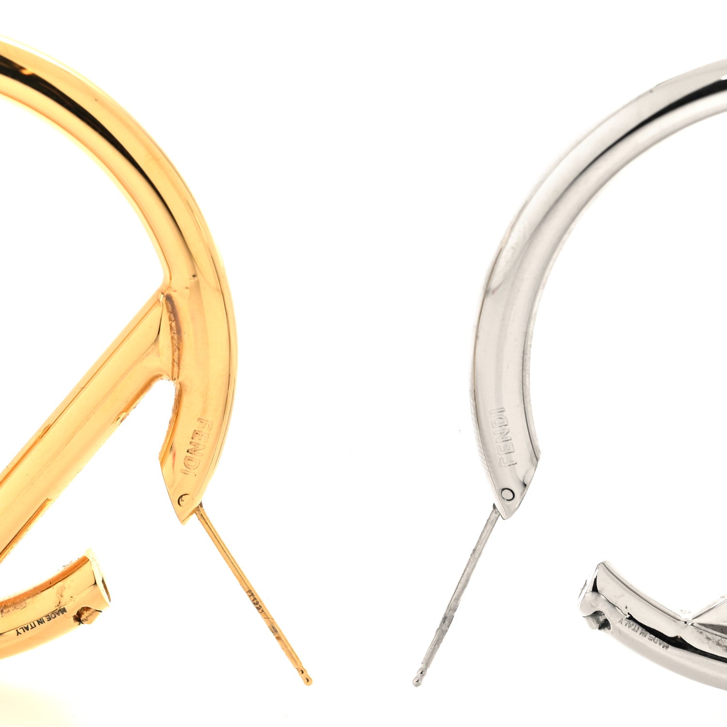 Fendi Metal FF Hoop Earrings Gold Silver 3 of 4