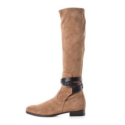 Hermes Suede Belted Boots 37.5 Brown 1 of 8